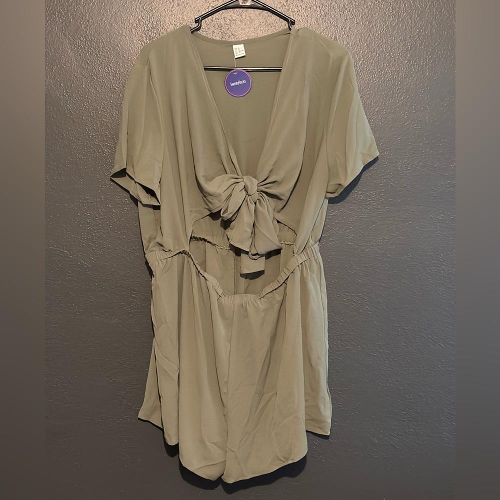 NWT Tie-Front Olive Green Romper